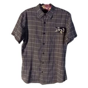 G-Star Raw Cargo‎ Large  Navy Blue/Cream Plaid Short Sleeve NWOT SKUM008